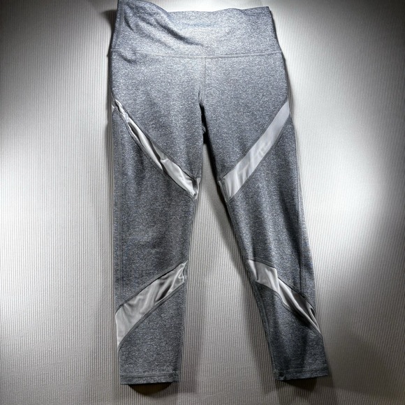 aerie Pants - Aerie Women's Chill Play Move high-rise leggings light gray mesh panels. M Short